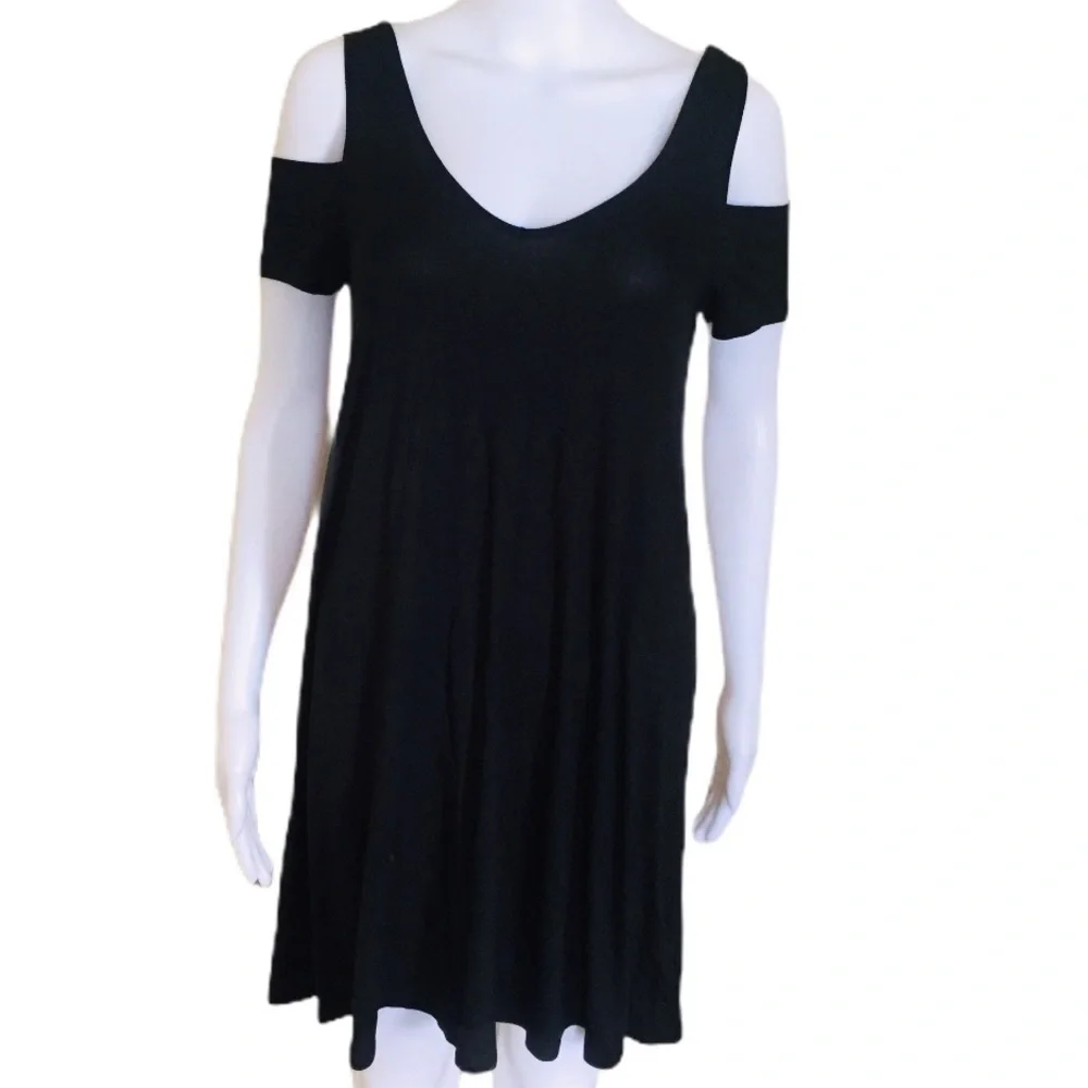 AMERICAN EAGLE OUTFITTERS Swing Dress With Cold Shoulder Detail Black Size Small - Picture 4 of 13